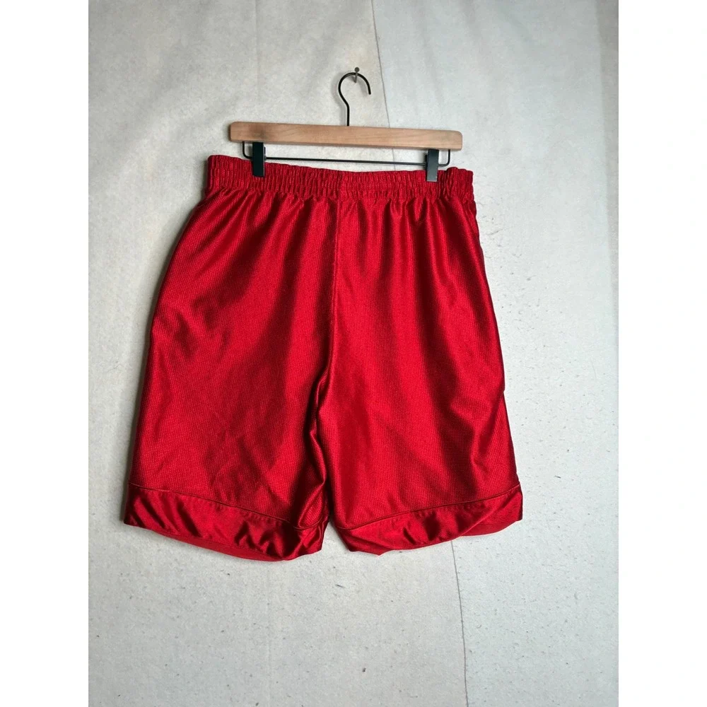 Nike‎ Mens Basketball Shorts Red Mesh Athletic Gym Swoosh Logo Size Large